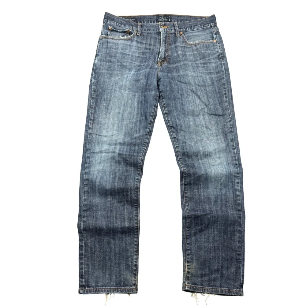 Lucky Brand 221 Original Straight Jeans Men 34x32 (36x32) Medium Wash Distressed
